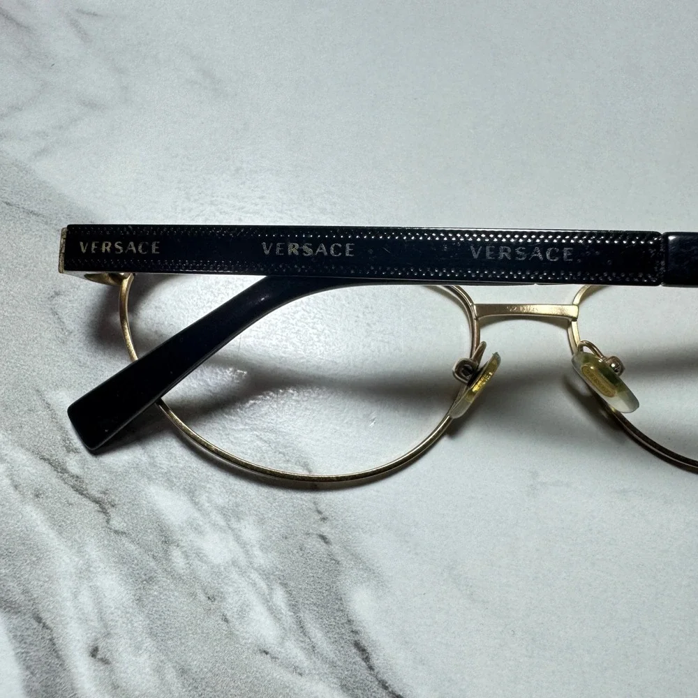 Versace Gold and Black Cat Eye Optical Eyeglass Frames Made in Italy 52-18